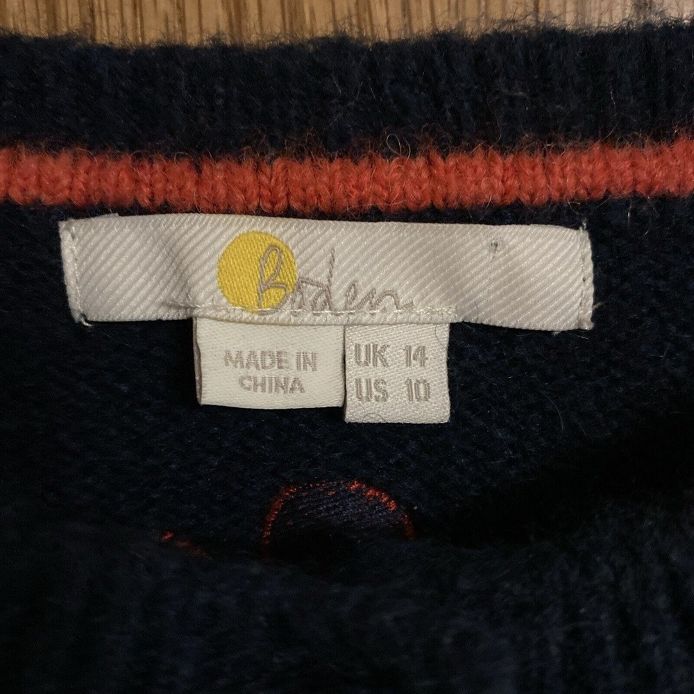 BODEN Sweater 8 Alpaca Wool Blend Cherry Embroidered Button Up Blue Sz 10 - Picture 3 of 6